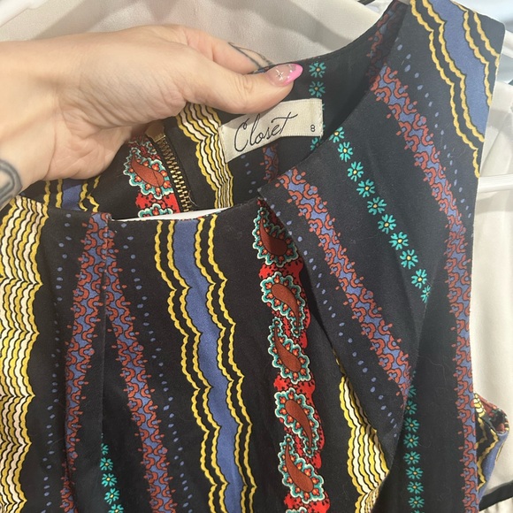 Closet Multicolor Striped Fit and Flare Dress with Belt - Picture 4 of 5